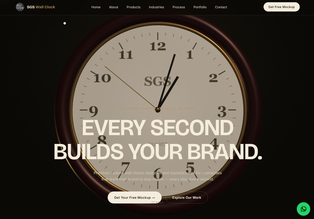 SGS Wall Clock website homepage screenshot